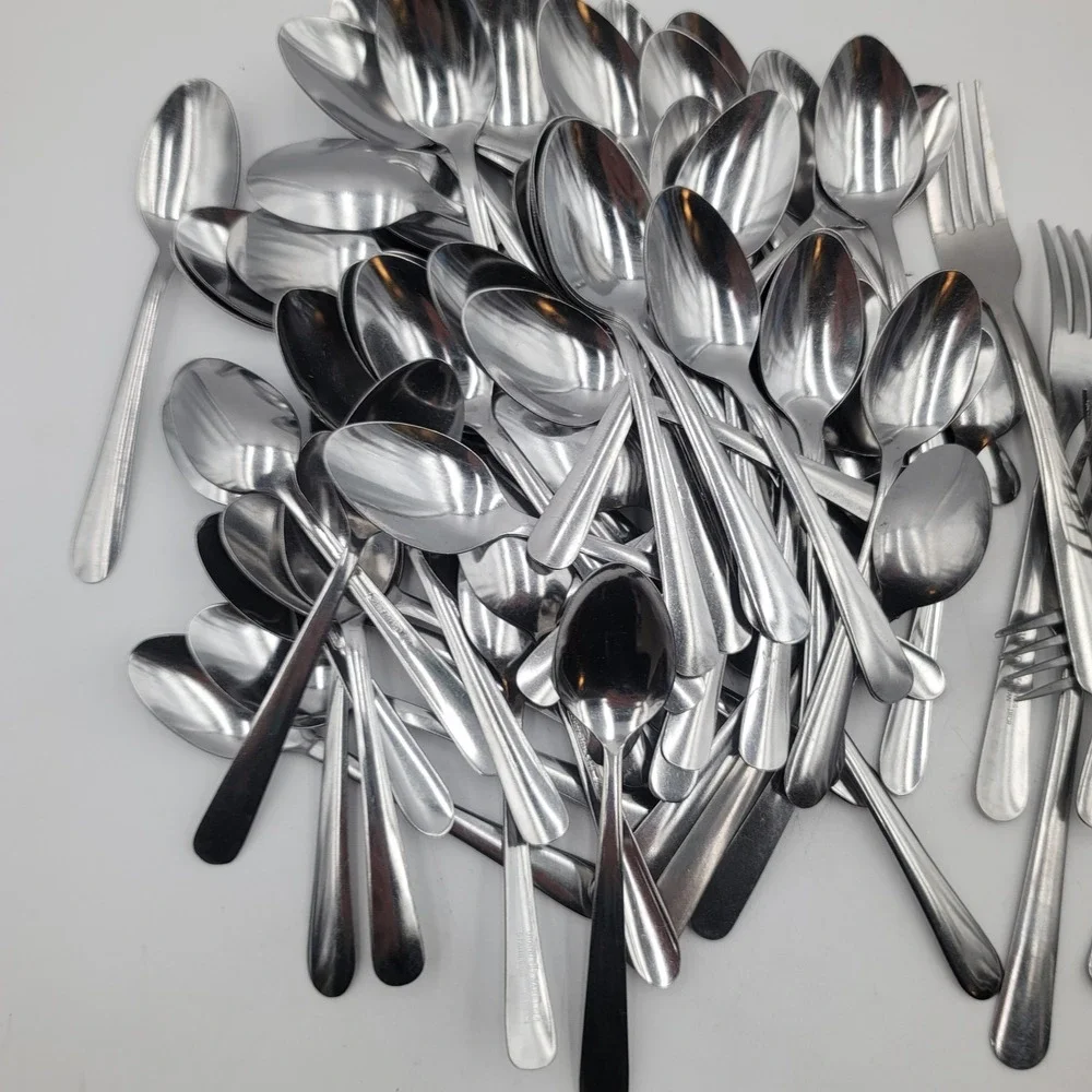 92pc Stainless Steel Flatware Set 19 Forks 73 Teaspoons Restaurant Cafe Catering